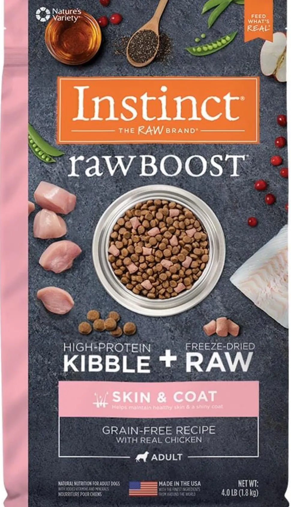 Instinct Raw Boost Grain-Free Skin and Coat Chicken Dry Dog Food - 4 Lbs