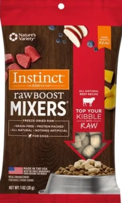 Instinct Raw Boost Mixers Grain-Free Beef Freeze-Dried Dog Food Toppers - 1 Oz - 8 Pack