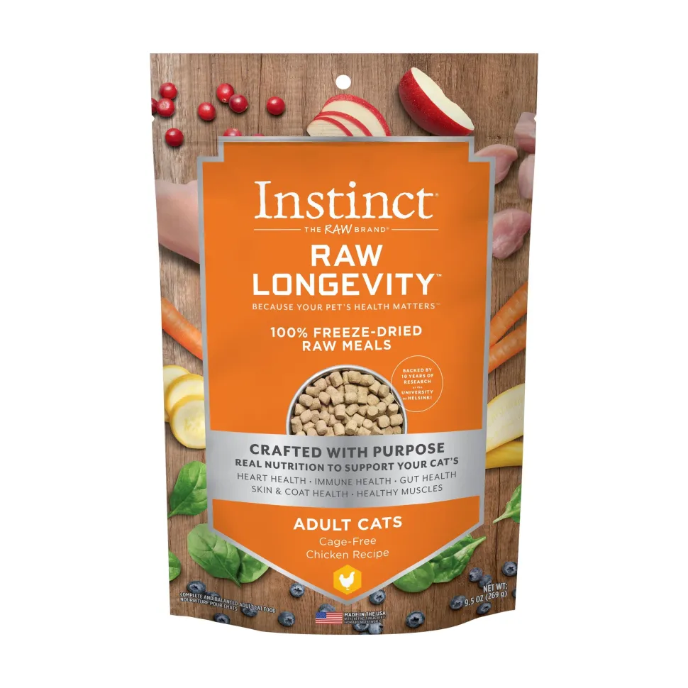 Instint Longevity 100% Chicken Freeze-Dried Raw Cat Bites Cat Food- 9.5 Oz