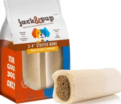 Jack & Pup 3" - 4" White Bone Filled with Bacon & Cheese Dog Natural Chews - 2 pc Bag