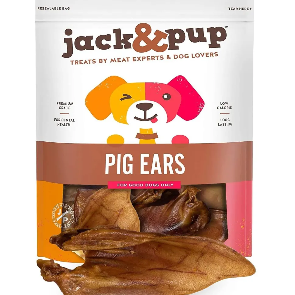 Jack & Pup Pig Ears Dog Natural Chews - 50 ct Bag