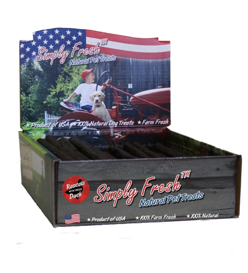 JJ Fuds Simply Fresh Rascals Natural Rawhide with Duck Natural Dog Chews - 12 In - 60 Count