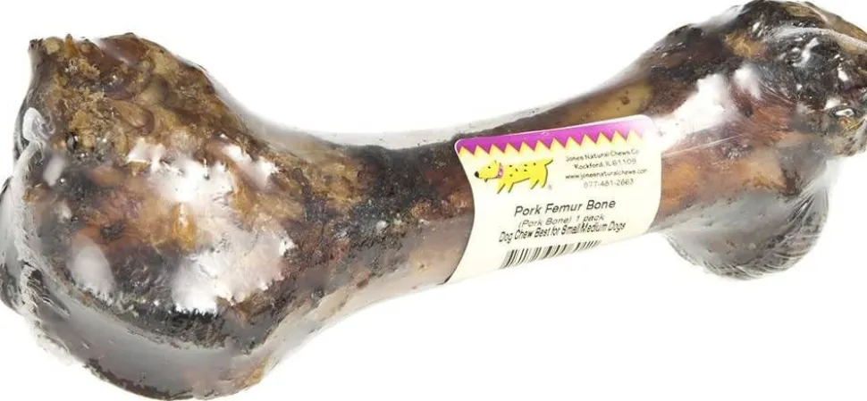 Jones Natural Chews Smokey Pork Femur Bones with Knuckles Natural Dog Chews - 6-8 Inch - 24 Count