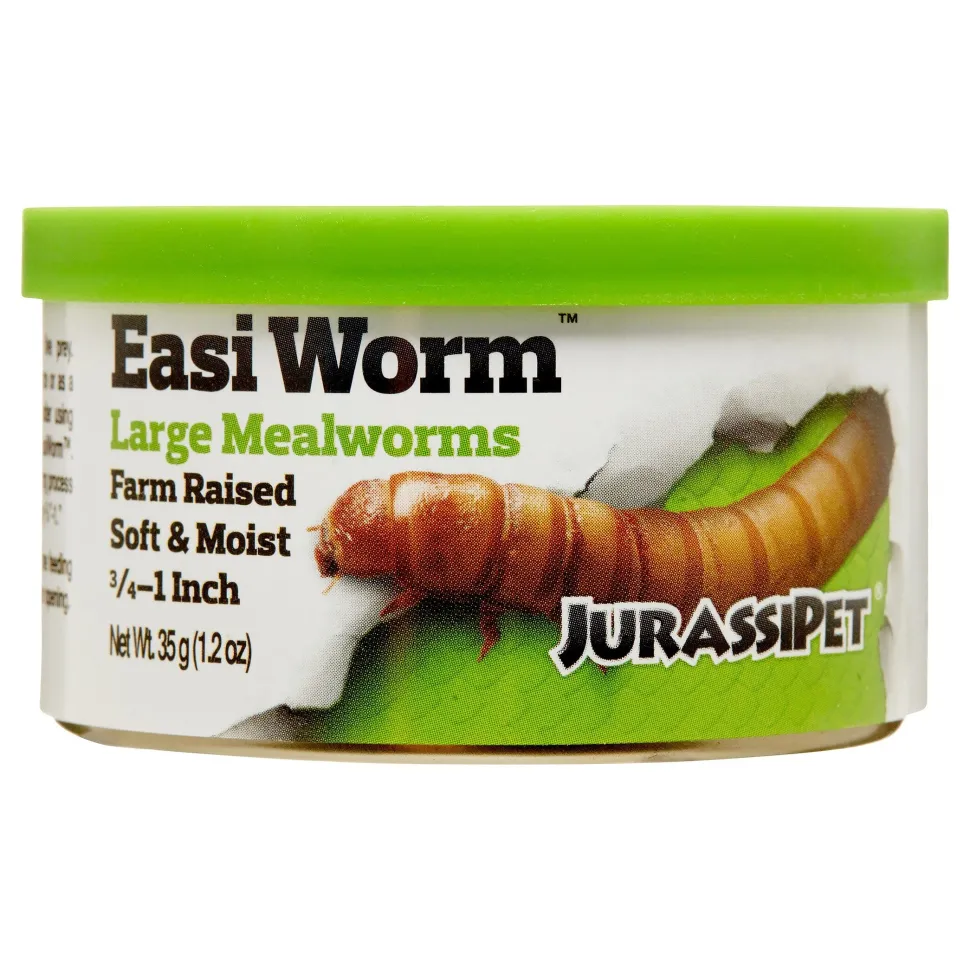 Jurassipet Jurrassidiet Easi-Worms Moist Mealworms Reptile Food - Large - 3/4-1 Inch - 1.2 Oz