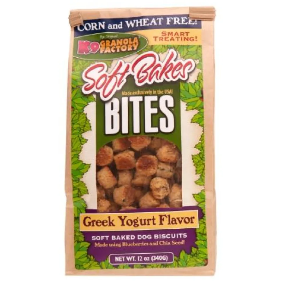 K9 Granola Granola Soft Bakes BITES Greek Yogurt with Blueberries & Chia Seed 12oz Baked Dog Treats -