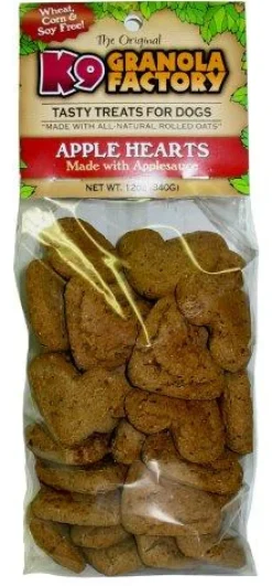 K9 Granola LOW FAT Apple Hearts Baked Dog Treats - 12oz