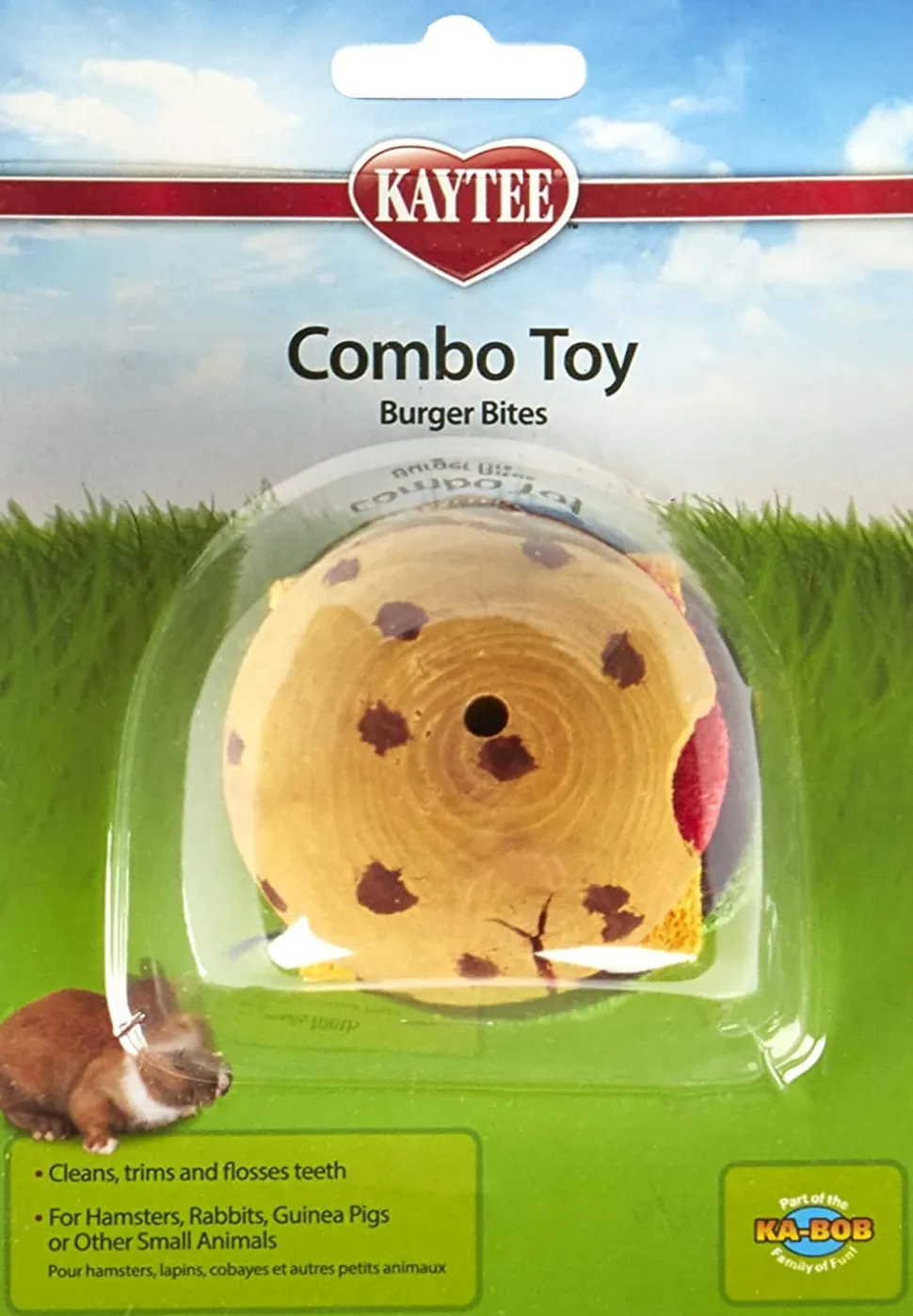 Kaytee Combo Toy, Crispy & Wood Hamburger - 6.5 in