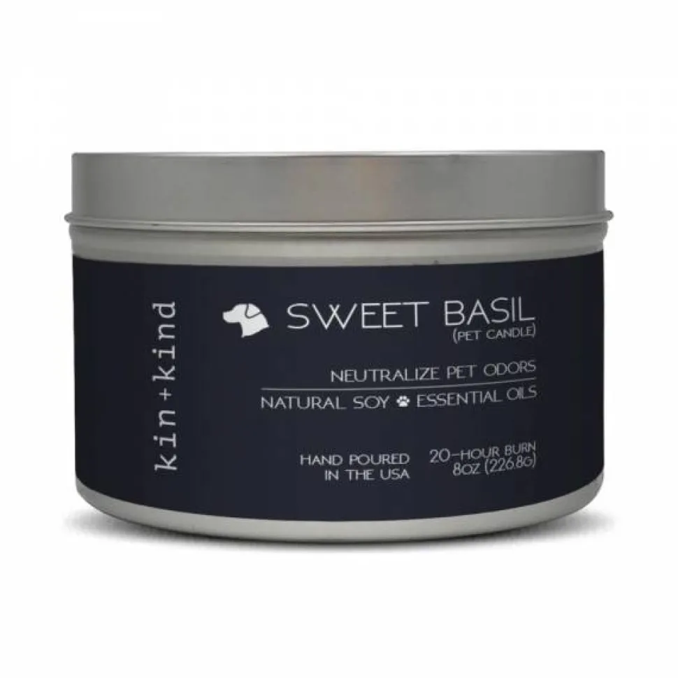 KIN + KIND Odor Neutralizing Cat and Dog Candle - Sweet Basil - 8 oz Jar
