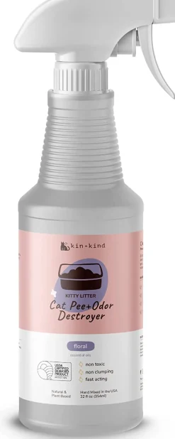 KIN + KIND Pee+Stain+Odor Destroyer (Fabric+Carpet) Floral Cat and Dog Stain and Odor Remover - 32 oz