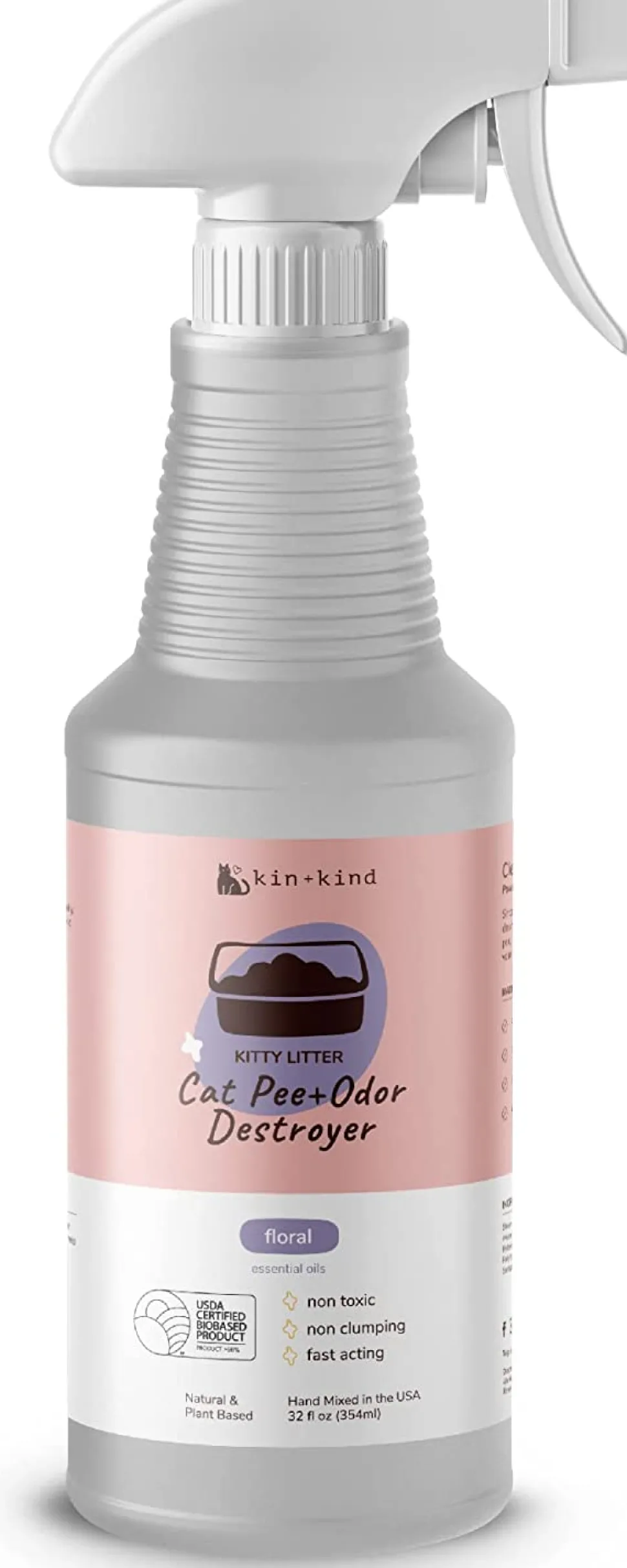 KIN + KIND Pee+Stain+Odor Destroyer (Fabric+Carpet) Floral Cat and Dog Stain and Odor Remover - 32 oz