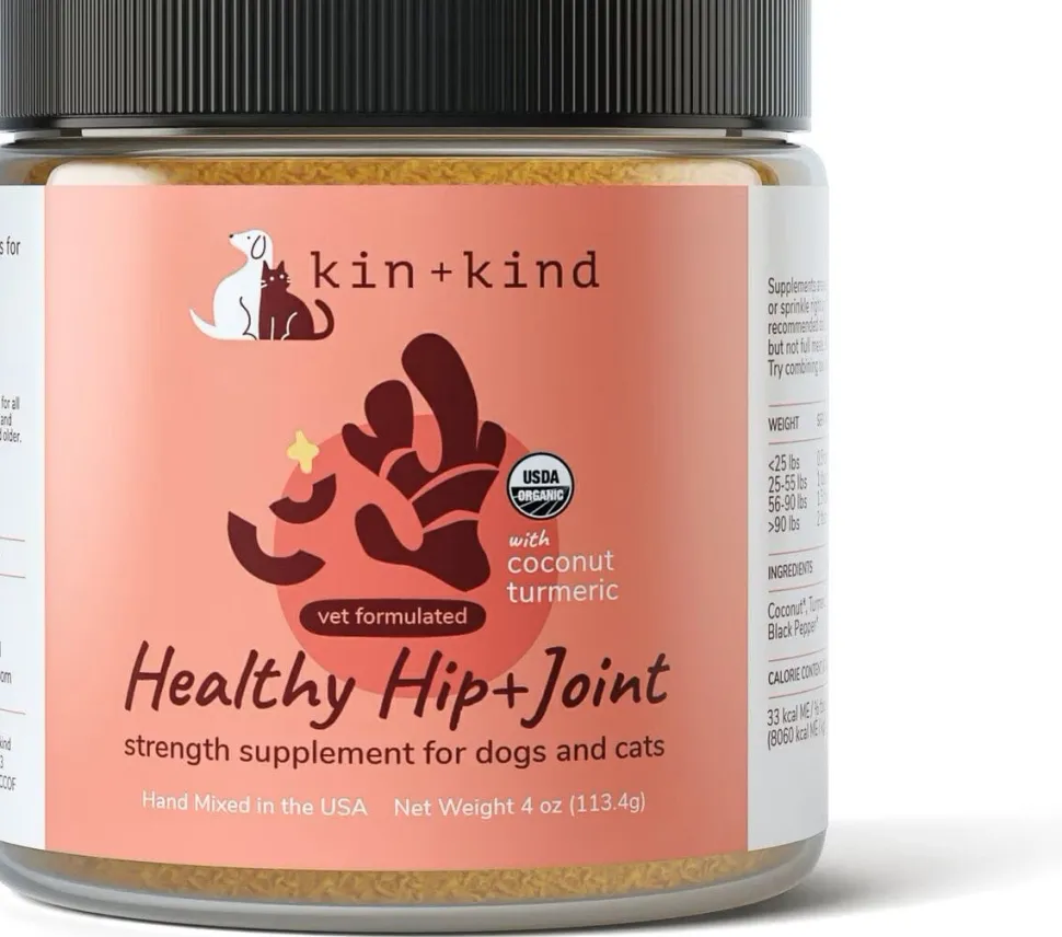 KIN + KIND Raw Superfood Supplements Healthy Hip and Joint Cat and Dog - 4 oz Jar