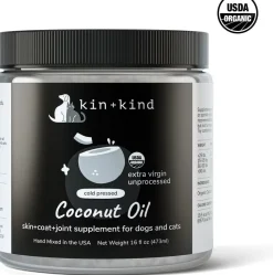 KIN + KIND Raw Superfood Supplements Raw Coconut Oil Cat and Dog - 16 oz Jar