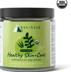 KIN + KIND Raw Superfood Supplements Healthy Skin and Coat Cat and Dog - 8 oz Jar