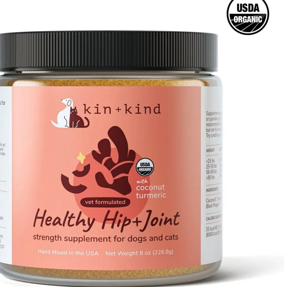 KIN + KIND Raw Superfood Supplements Healthy Hip and Joint Cat and Dog - 8 oz Jar