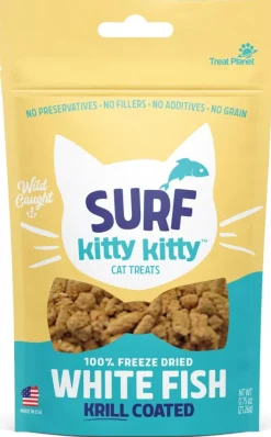 Kitty Kitty Surf 100% Freeze Dried White Fish Treat with Krill Coating