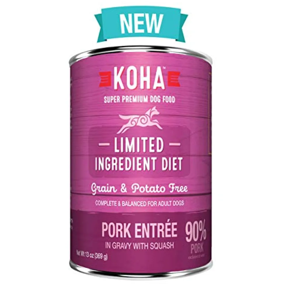 Koha Grain-Free Limited Ingredient Diet 90% Pork Canned Dog Food - 13 Oz - Case of 12