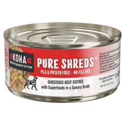 Koha Grain-Free Pure Shreds Shredded Beef Entrée Canned Cat Food - 2.8 Oz - Case of 24