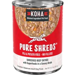 Koha Grain-Free Pure Shreds Shredded Beef Entrée Canned Dog Food - 12.5 Oz - Case of 12
