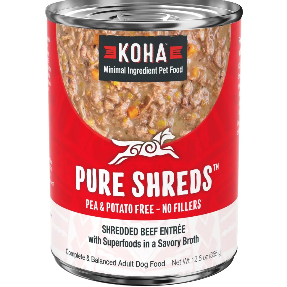 Koha Grain-Free Pure Shreds Shredded Beef Entrée Canned Dog Food - 12.5 Oz - Case of 12