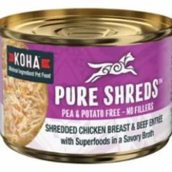 Koha Grain-Free Shredded Chicken Beef Canned Dog Food - 5.5 Oz - Case of 12