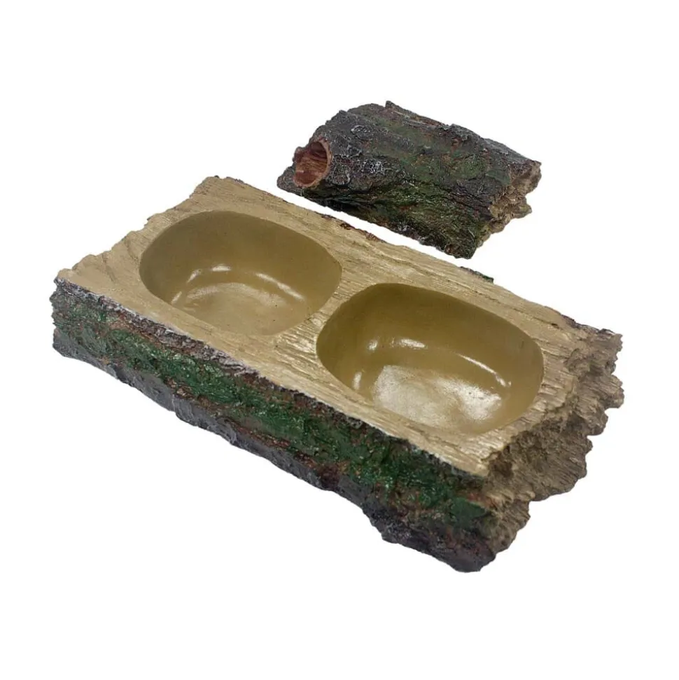 Komodo Forest Dual Feeder Bowl - Brown