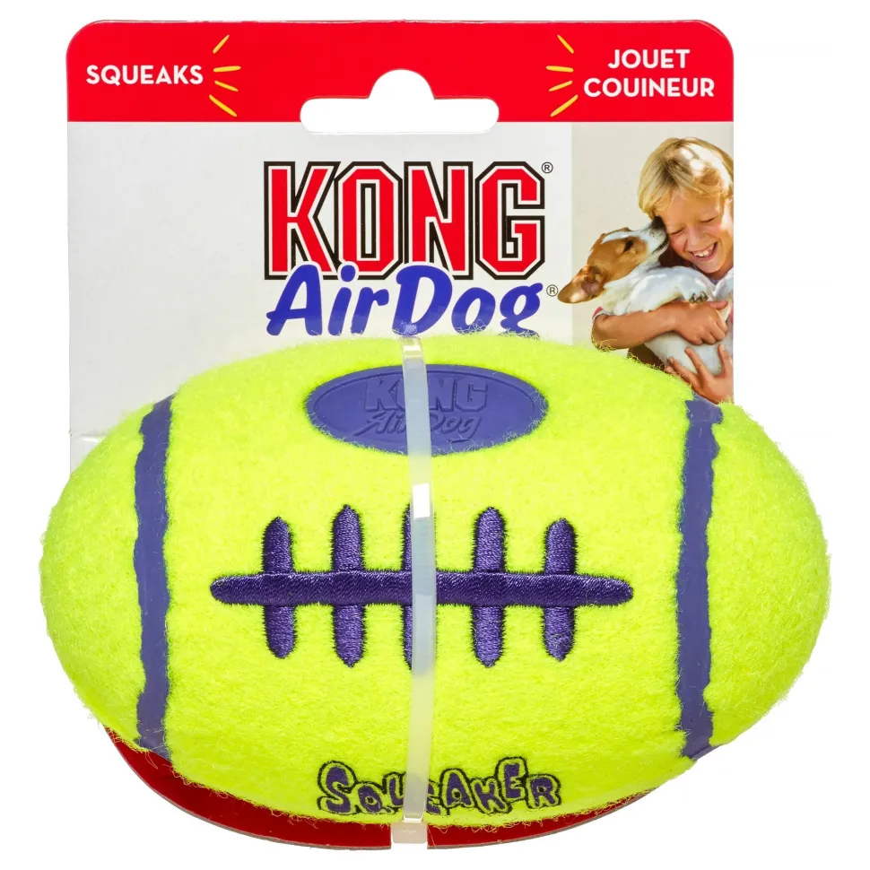 Kong AirDog Squeaker Football Tennis Felt Fetch Dog Toy - Medium