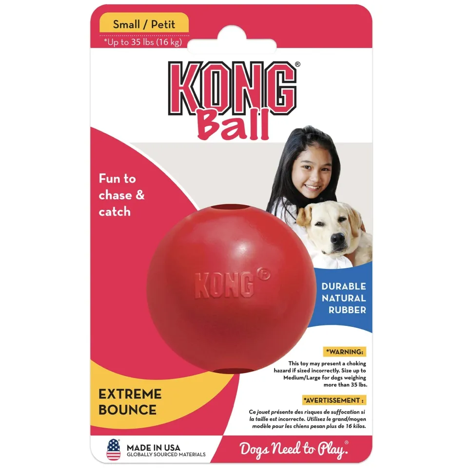 Kong Ball with Hole Durable Rubber Fetch and Squeak Dog Toy