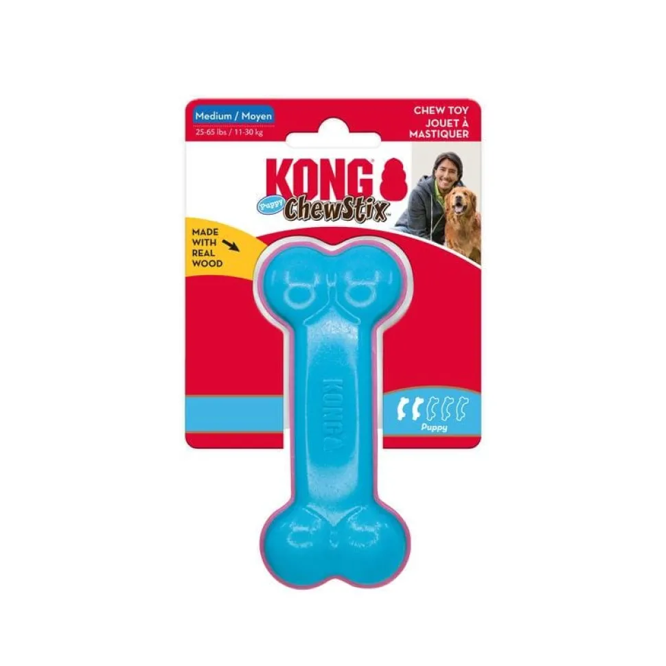 Kong ChewStix Curve Bone Coconut Scented Real Wood Puppy Dog Toy - Medium