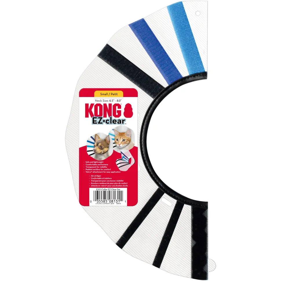 Kong Clear EZ-Collar Clear Blue and Black Safety Dog Collar - Small - 6.5-8" In Girth