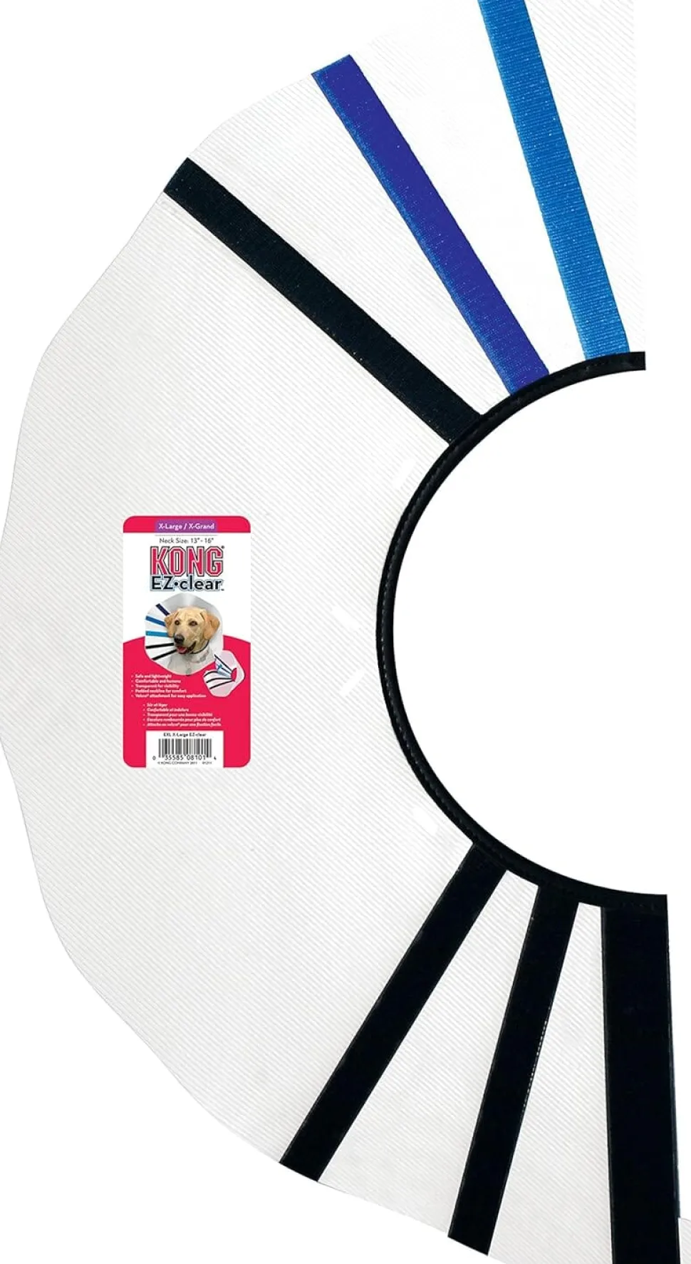 Kong Clear EZ-Collar Clear Blue and Black Safety Dog Collar - X-Large - 13-16" Girth