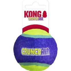 Kong CrunchAir Crunchy-Sound Making Fetch Tennis Ball Dog Toy - Medium - 3 Pack