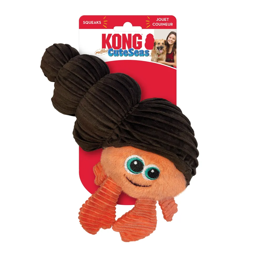 Kong Cuteseas Rufflez Hermit Crab Squeak and Plush Dog Toy - Small