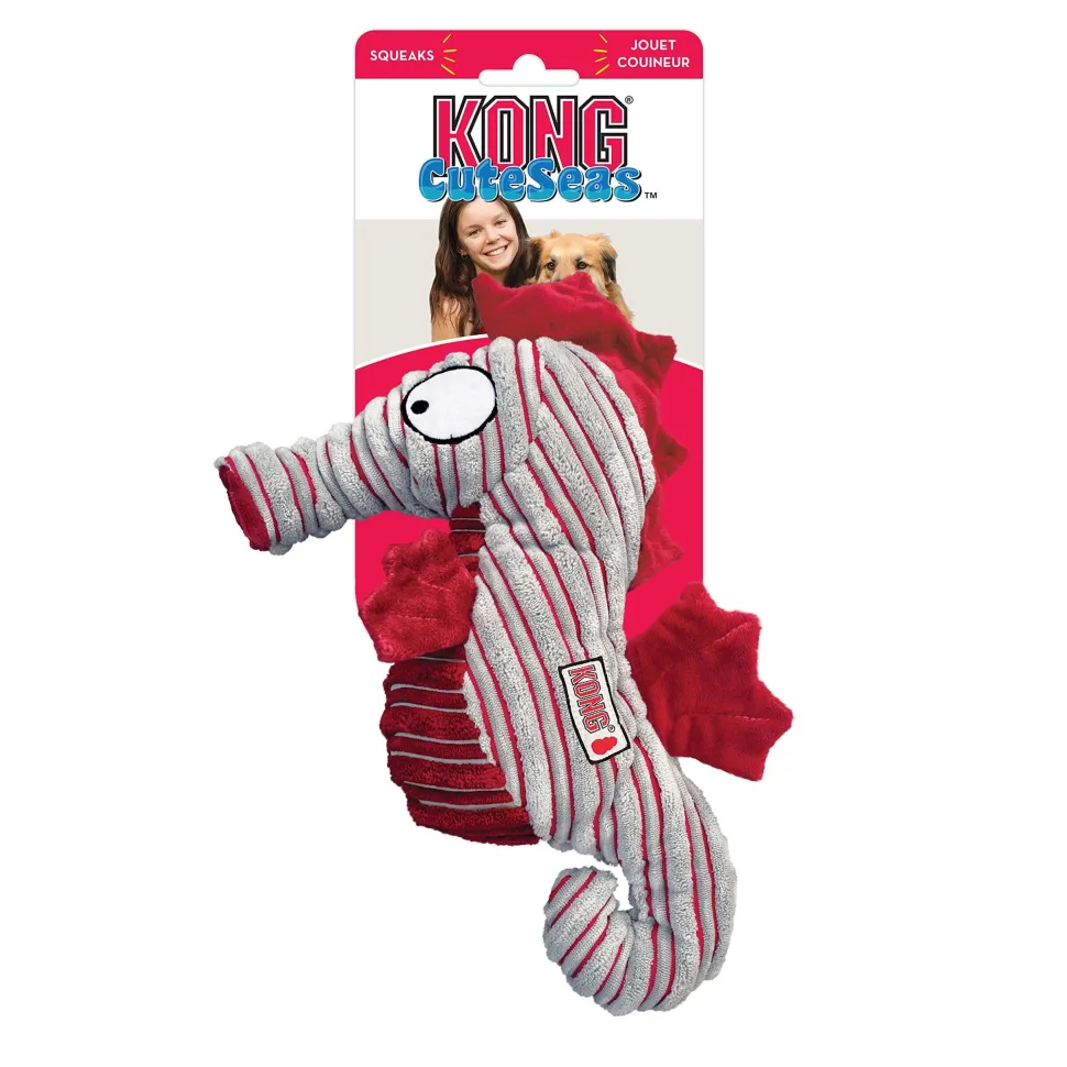 Kong Cuteseas Seahorse Squeak and Plush Dog Toy - Medium
