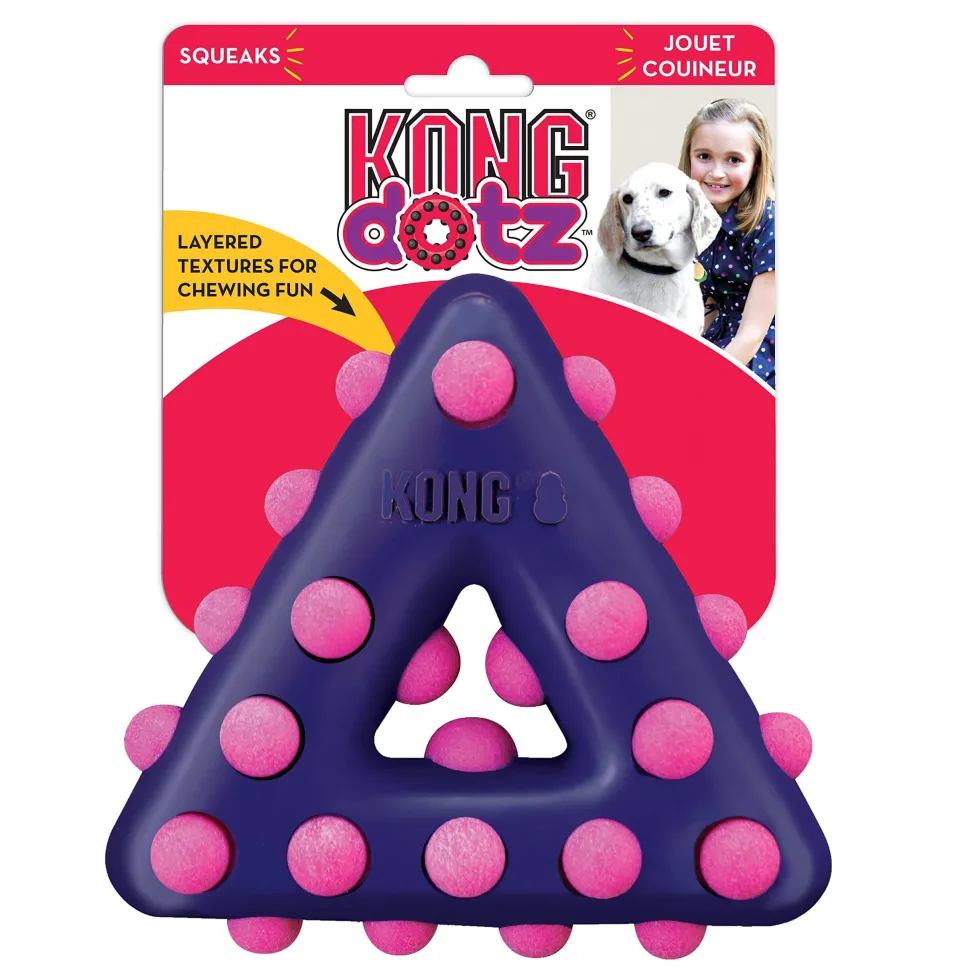 Kong Dotz Textured Gum Massaging Triangle Dog Toy - Large