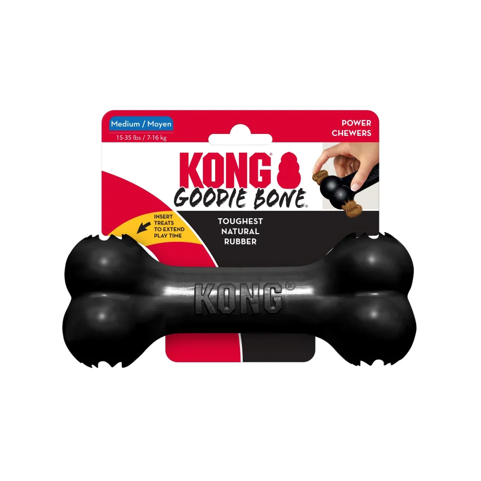 Kong Extreme Goodie Bone Toughest Natural Rubber Dog Toy - Black - Large