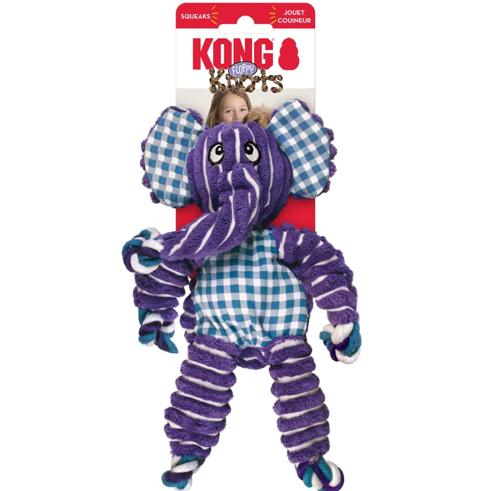 Kong Floppy Knotz Elephant Internal Knotted Rope and Squeak Dog Toy - Medium/Large