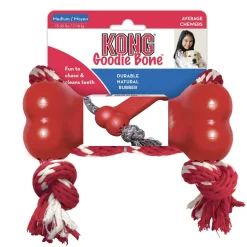 Kong Goodie Bone with Rope Durable Rubber Puppy Dog Toy - Extra Small