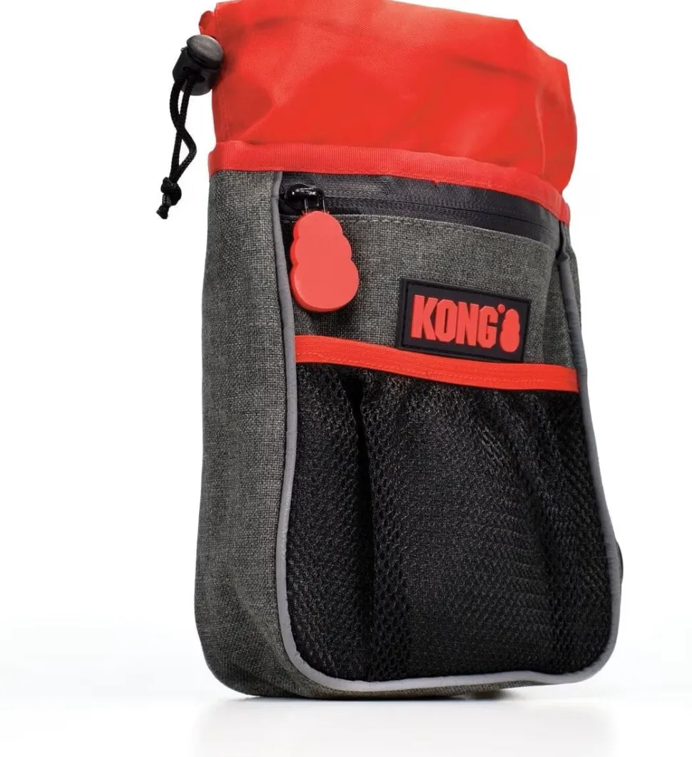 Kong Hiking Multi-Pocket Travel Pet Food and Treats Storage Bag - Black and Red