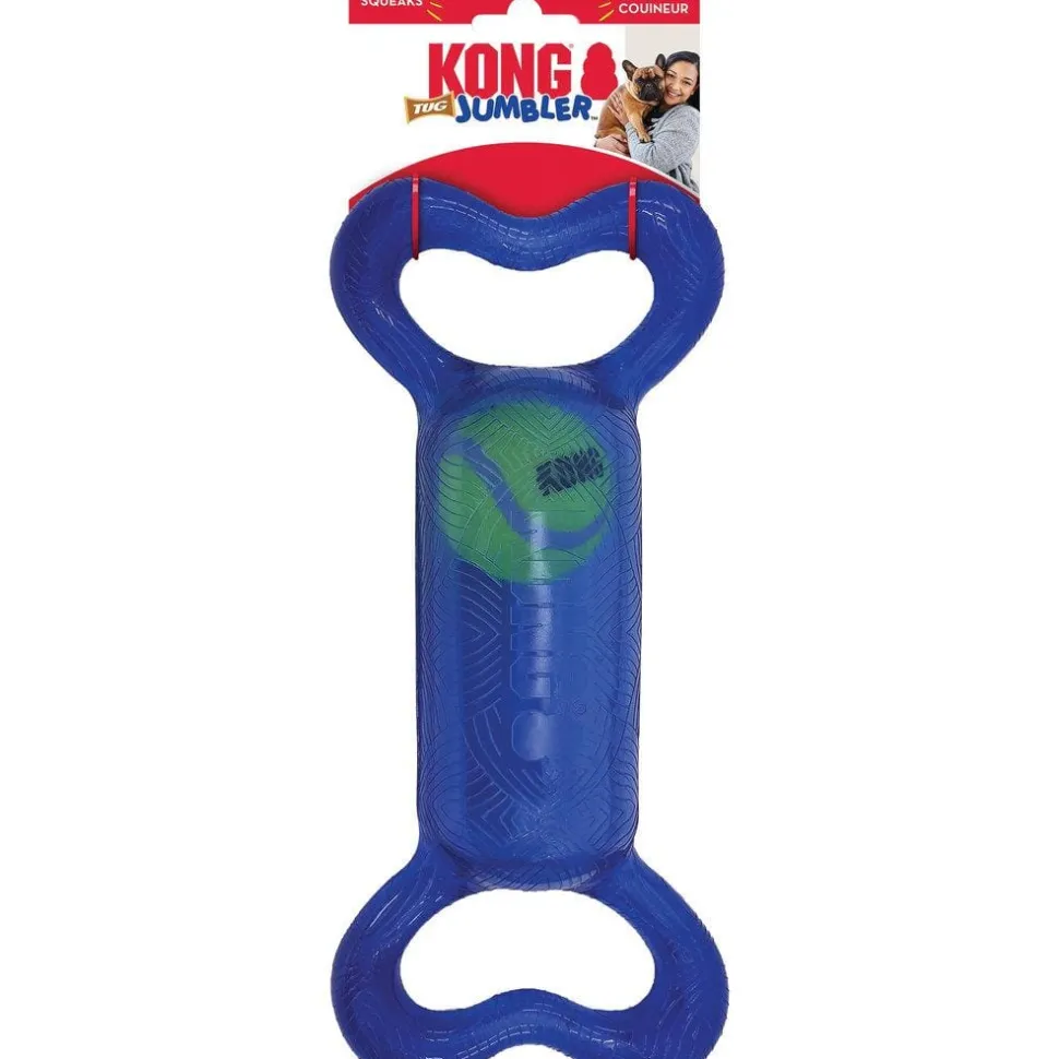 Kong Jumbler Tug Fetch and Chew Inner Tennis Ball and Rubber Dog Toy - Medium/Large
