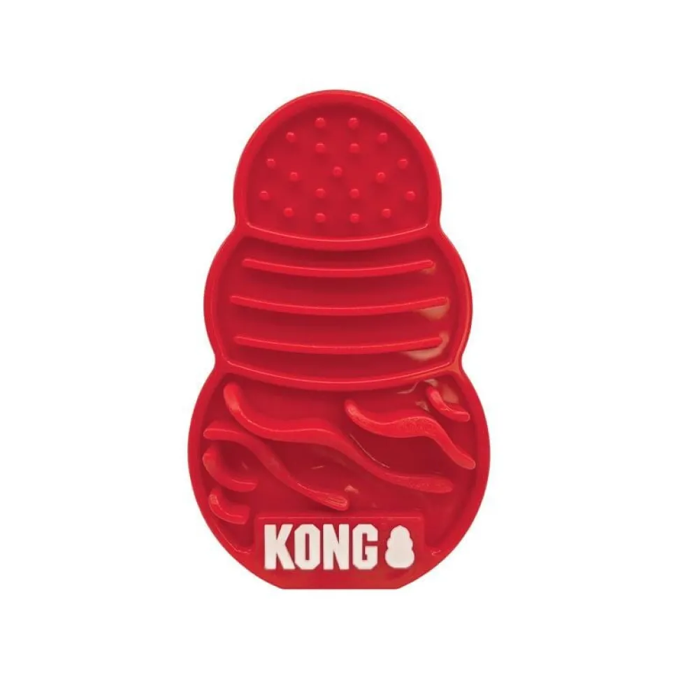 Kong Licks Slow Feeding and Suction Gripping Food Mat - Red - Large