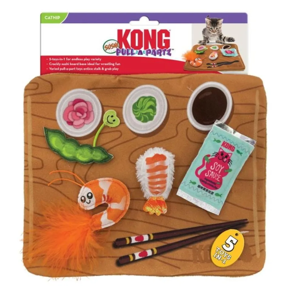 Kong Pull-a-Partz Sushi 5-Piece Crinkle Catnip Cat Toy