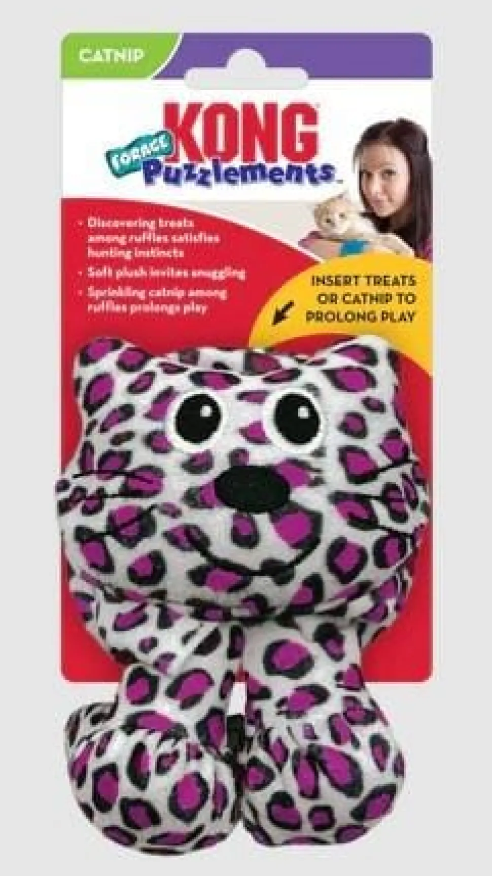 Kong Puzzlements Forage Treat Hiding Plush Cat Toy