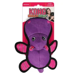 Kong Roughskinz Hippo Plush Dog Toy - Purple - Extra Small