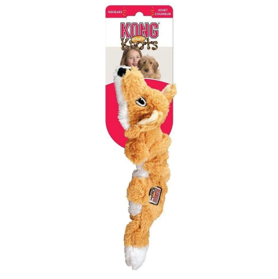 Kong Scrunch Knots Fox Squeak and Plush Dog Toy - Small/Medium
