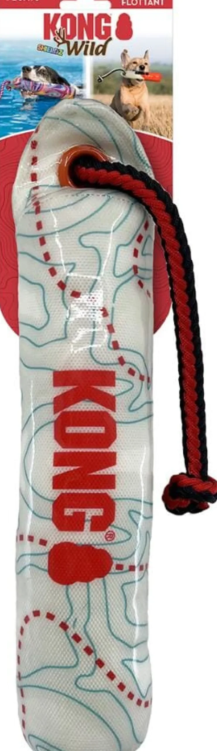 Kong Shieldz Dummy Fetch and Toss Floating Dog Toy - White Pattern - Medium/Large