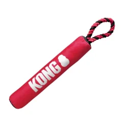 Kong Signature Stick and Rope Squeak Crinkle and Rattle Fetch Dog Toy - Medium
