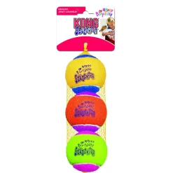 Kong SqueakAir Multi-Colored Birthday Squeaker Tennis Ball Flet Dog Toys - 3 Pack - Medium