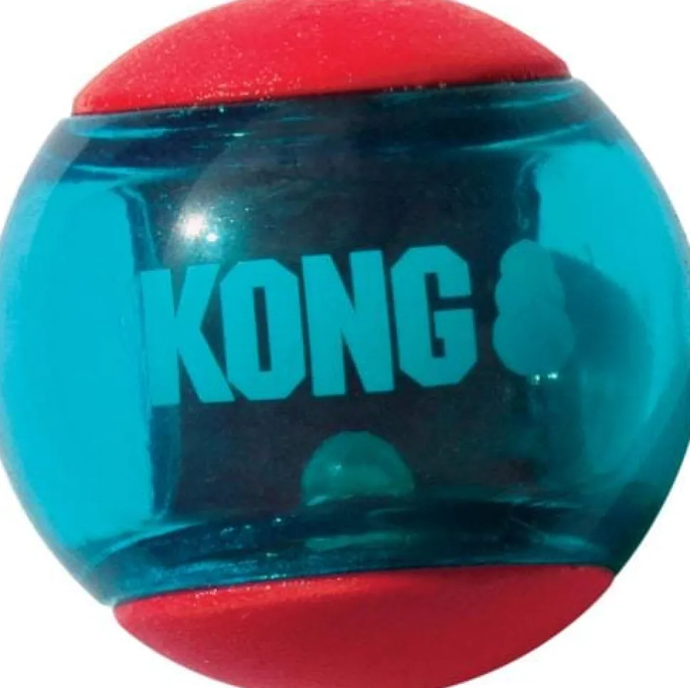 Kong Squeezz Action Ball Squeak and Fetch Rubber Dog Toy - Red - Large