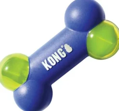 Kong Squeezz Action Bone Durable Squeaking Dog Toy - Blue