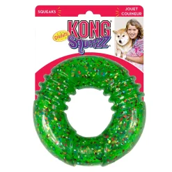 Kong Squeezz Confetti Ring Chew and Squeak Dog Toy - Medium